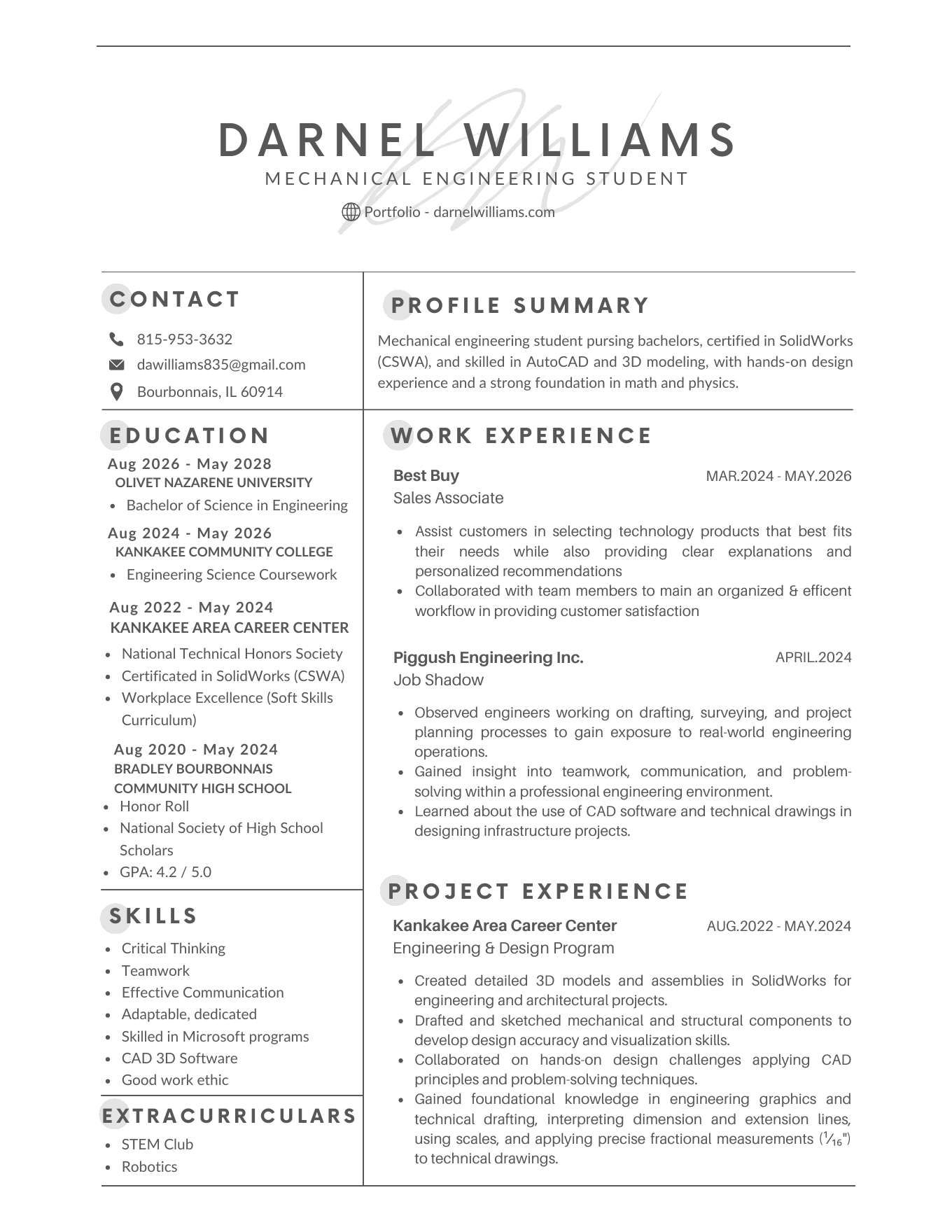 Preview of Darnel Williams resume